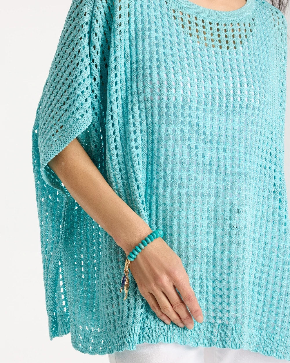 Chico's Lurex Open-Stitch Sweater Poncho