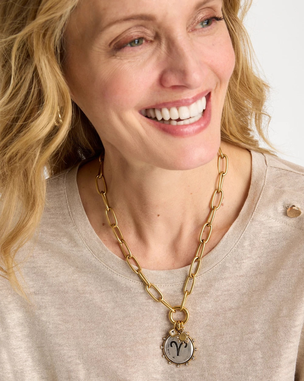 Chico's Golden Charm Link Necklace