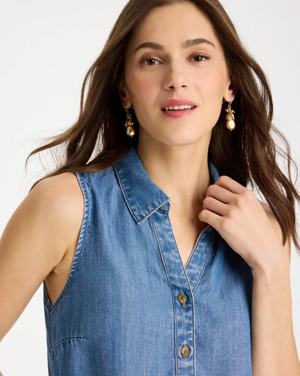 Chico's Tencel Denim Sleeveless Shirt