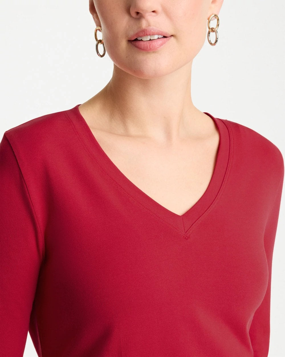 Chico's Cotton Stretch 3/4 Sleeve Tee