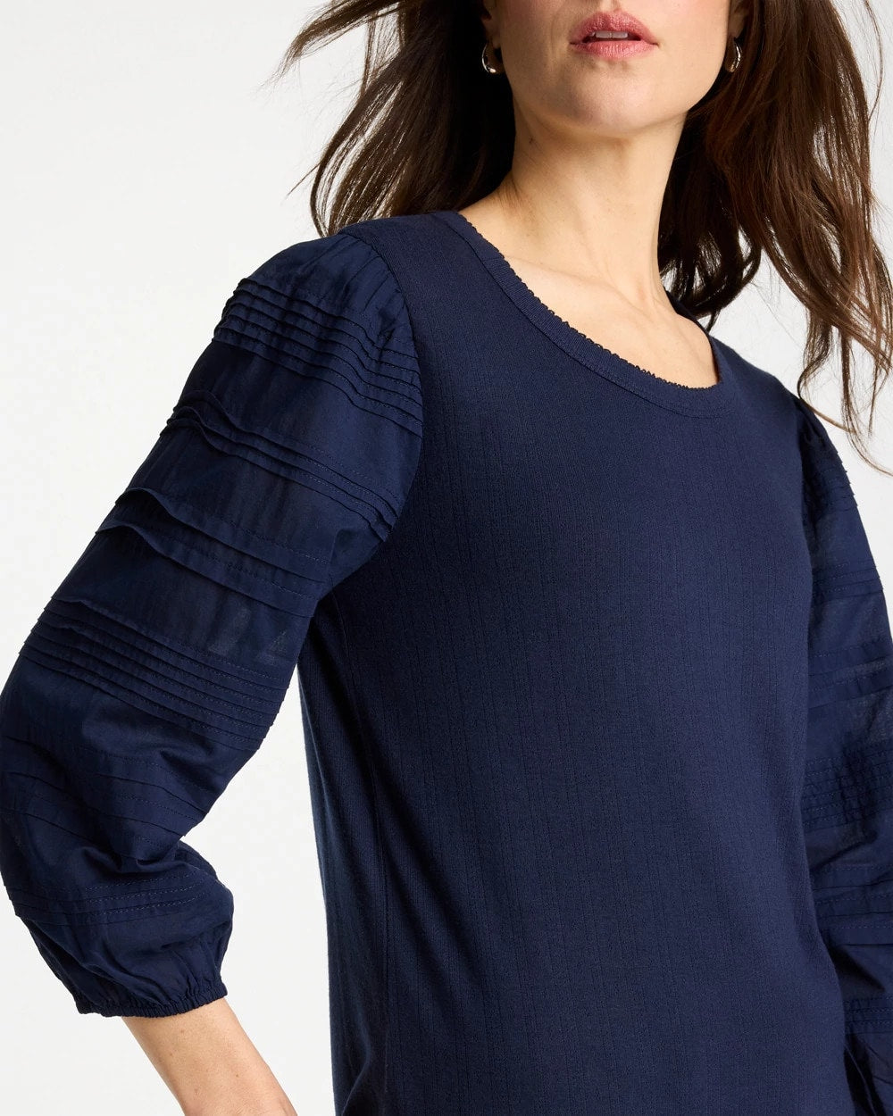 Chico's Pintuck Puff Sleeve Tee