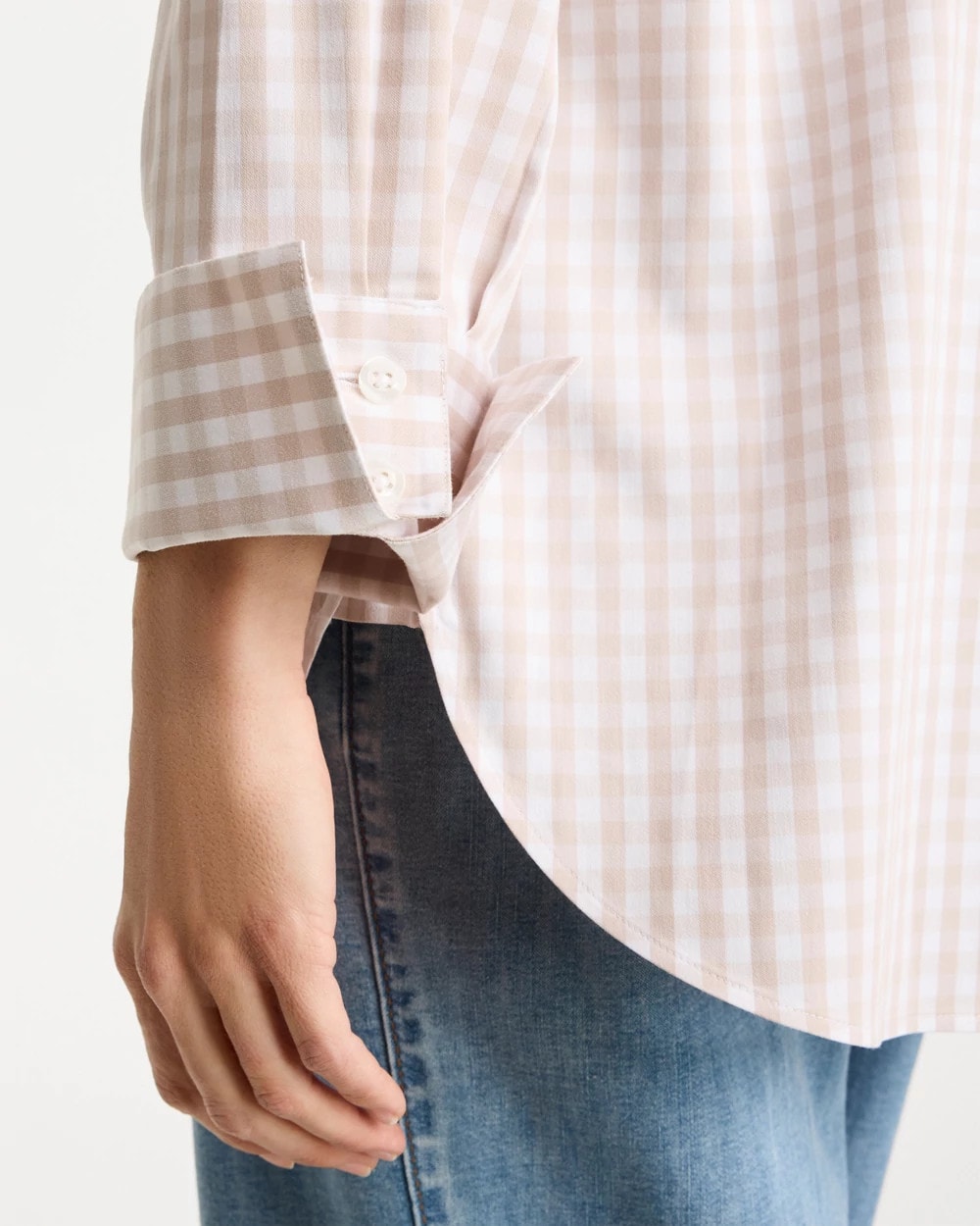 Chico's No Iron™ Stretch Neutral Gingham Shirt