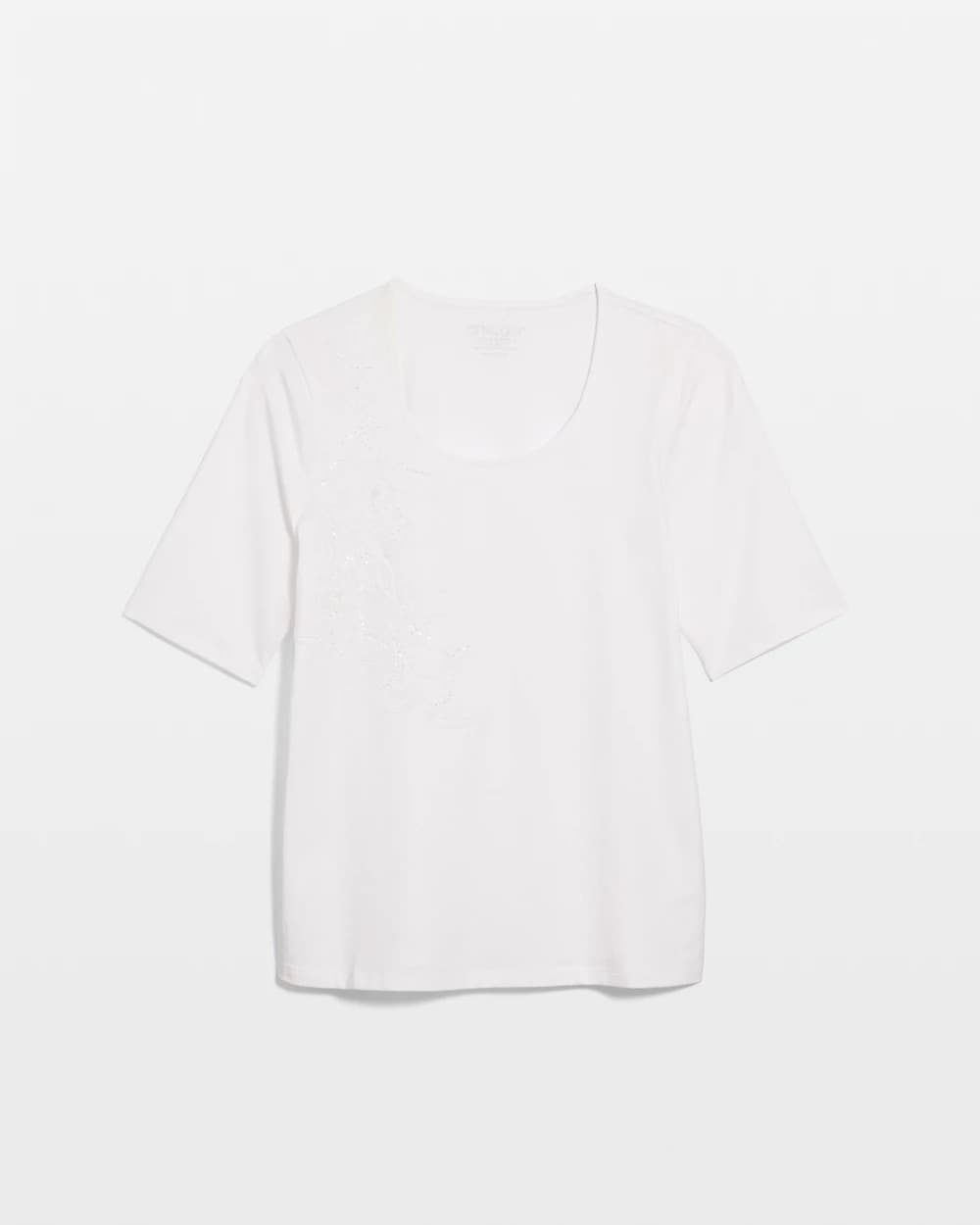 Chico's Sequin Embroidered Floral Tee