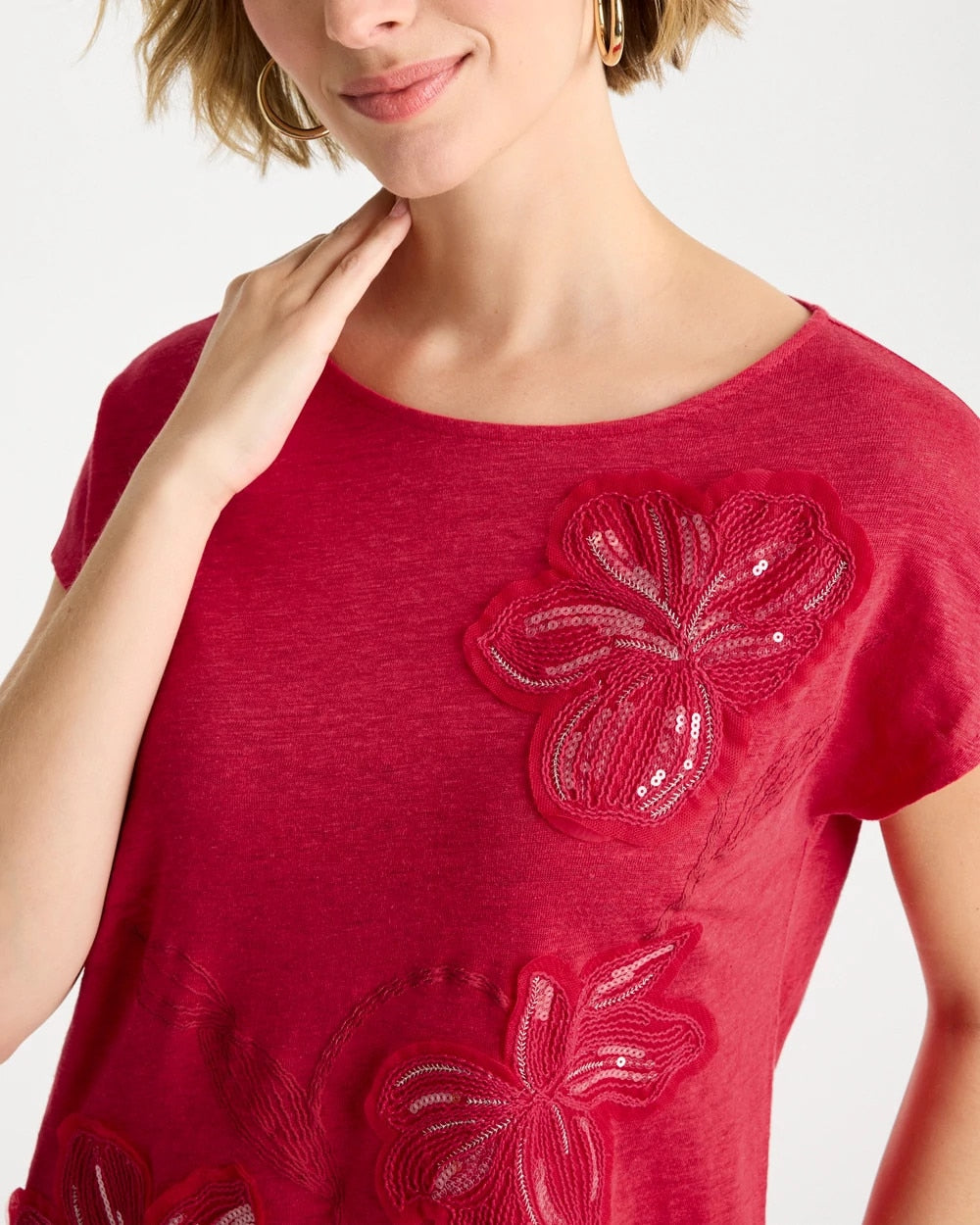 Chico's Linen Embellished Sequin Tunic