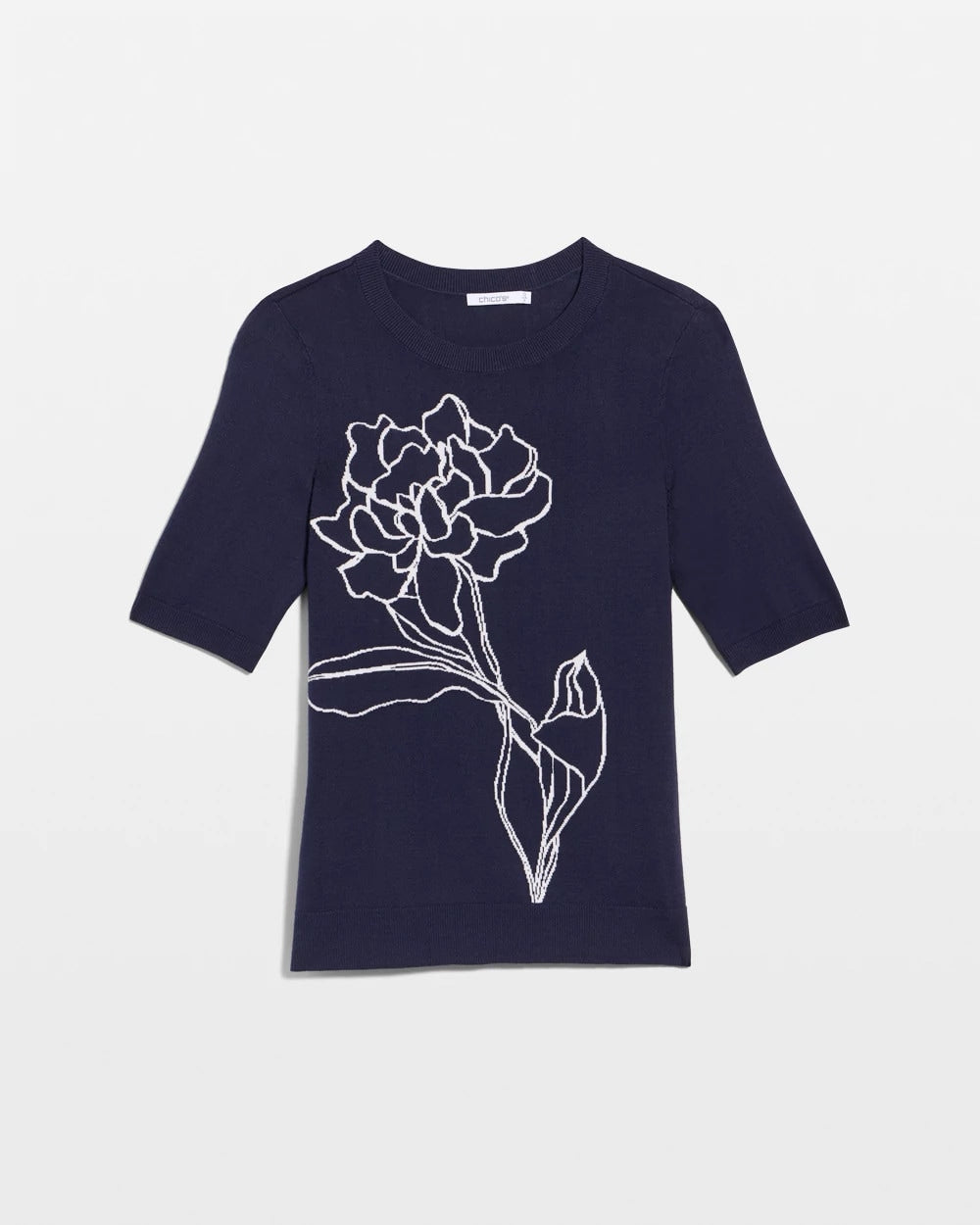 Chico's Ella Short-Sleeve Floral Sweater