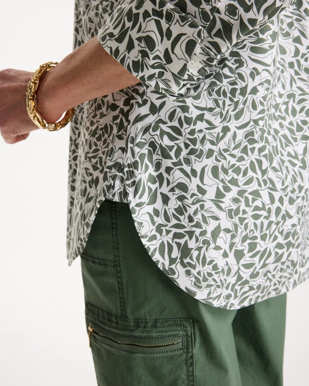 Chico's Printed No Iron Stretch Shirt