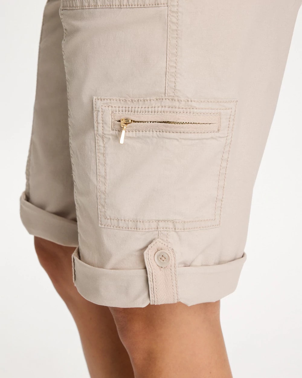 Chico's Poplin Cotton Roll-Tab Shorts