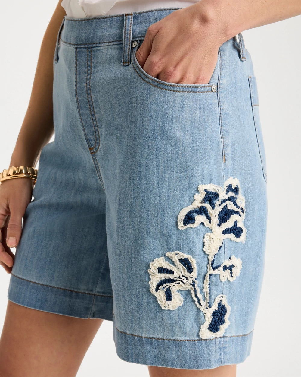 Chico's Embellished Lightweight Jean Shorts