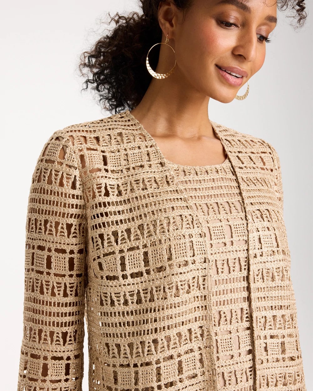Chico's Travelers™ Metallic Crochet Cardigan