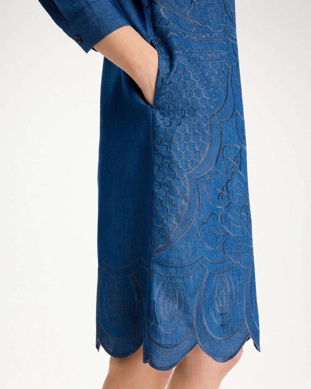 Chico's Denim Embroidered Dress