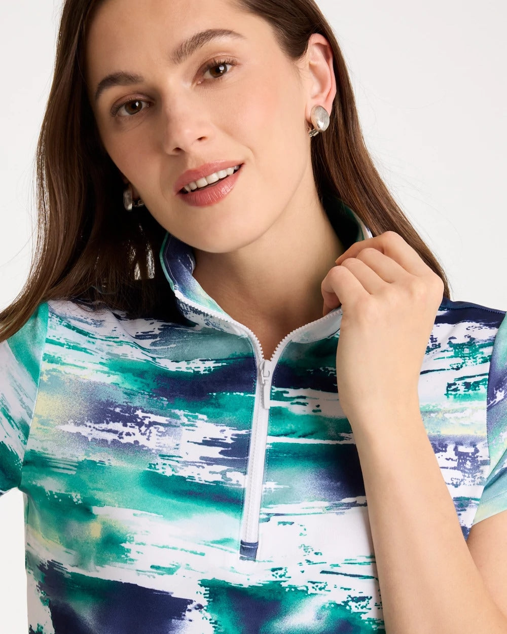 Chico's Zenergy® UPF Watercolor Half Zip Polo