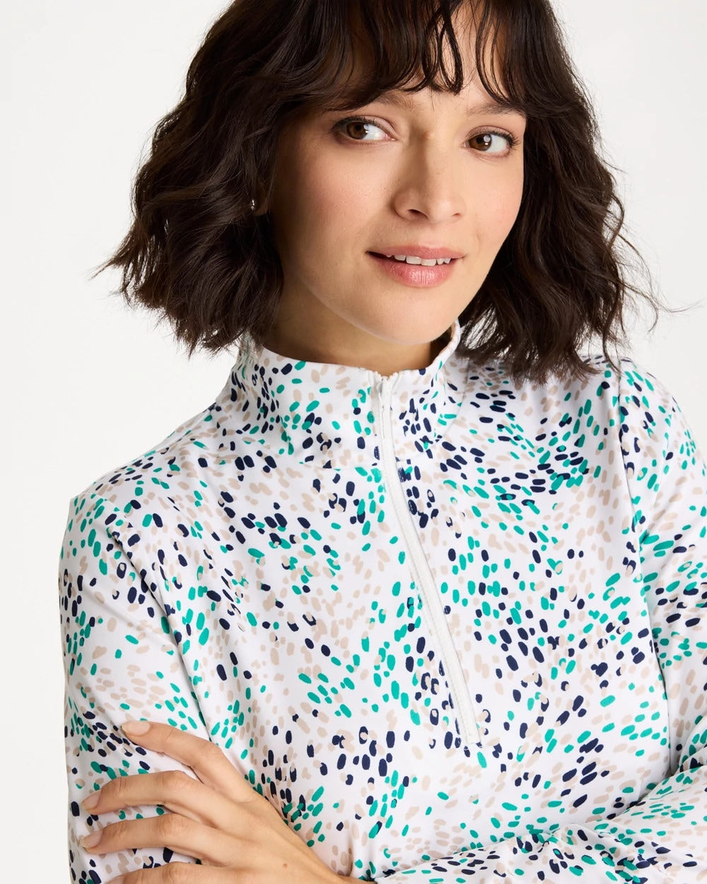 Chico's Zenergy® UPF Dots Pullover Half Zip Top