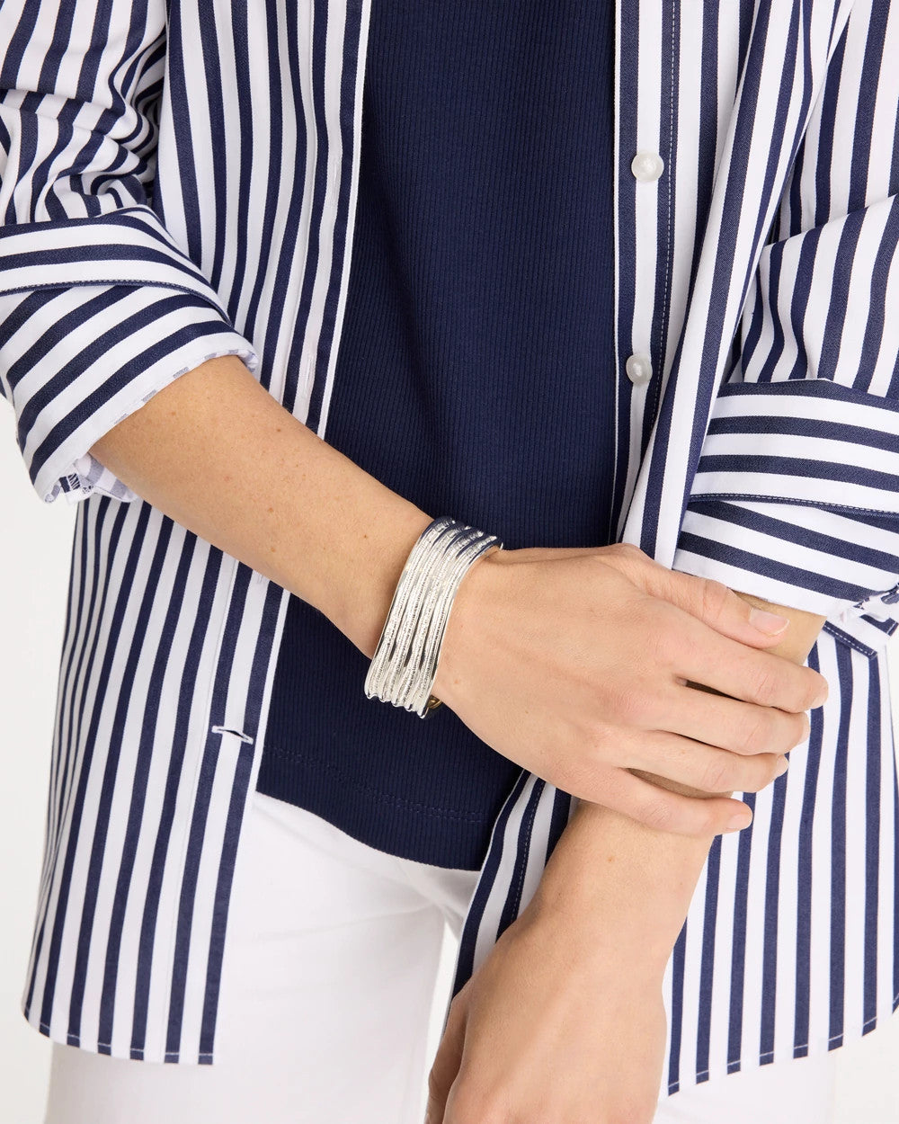 Chico's Silvertone Cuff Bracelet