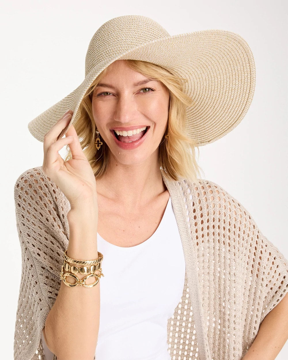 Chico's Metallic Straw Sun Hat