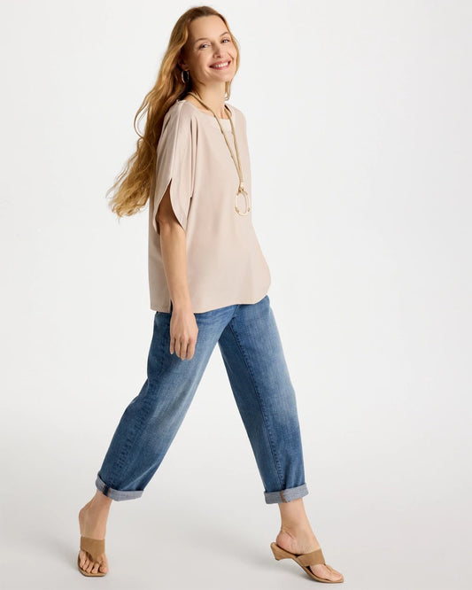 Chico's Jersey & Satin Dolman Tee