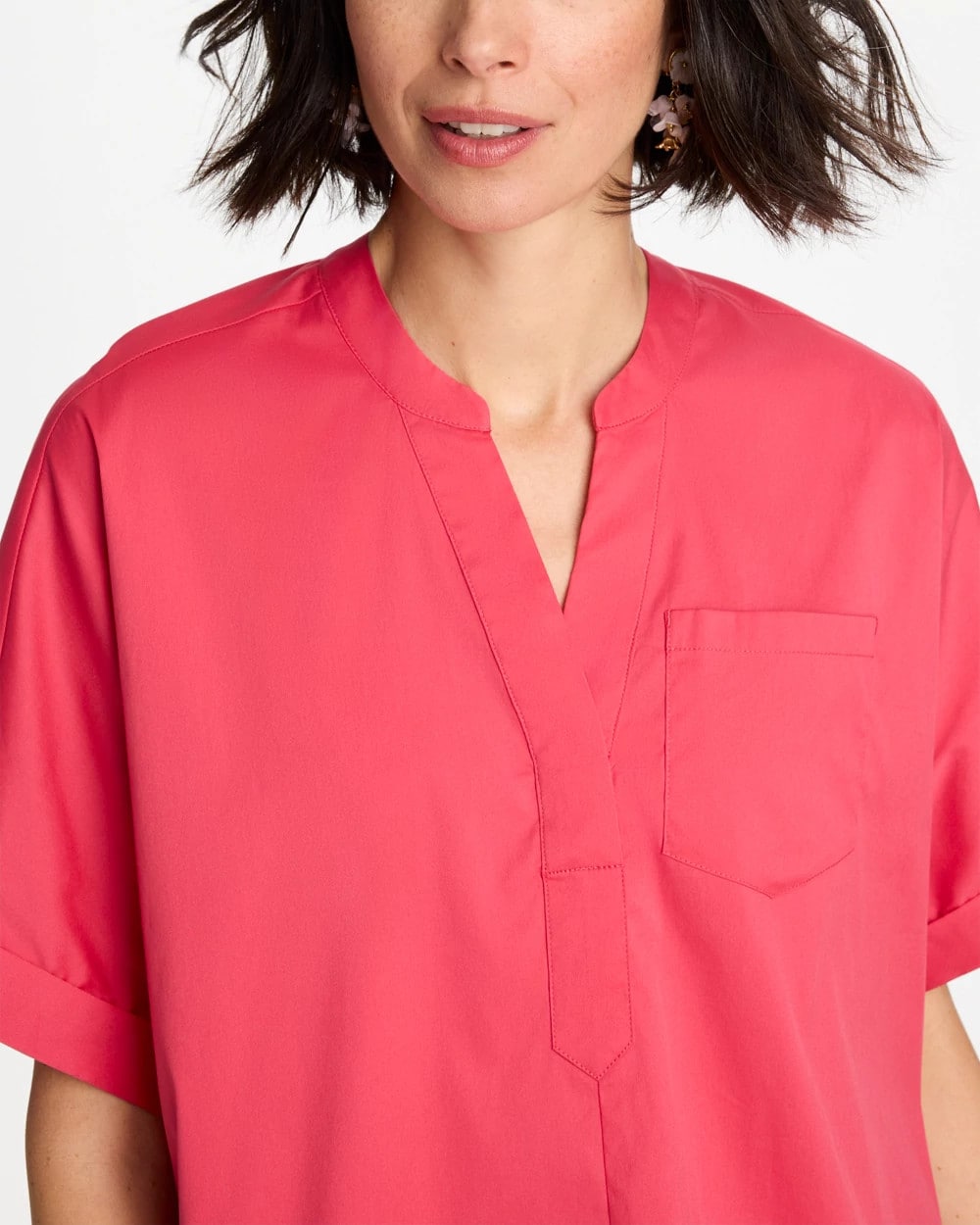 Chico's Poplin Popover Dolman Top