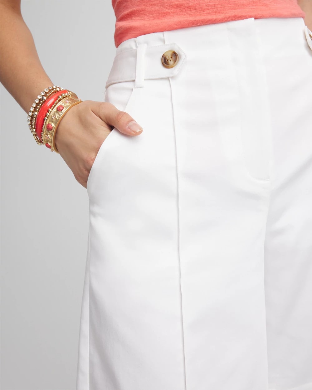 Chico's Sateen Tab-Front A-line Shorts