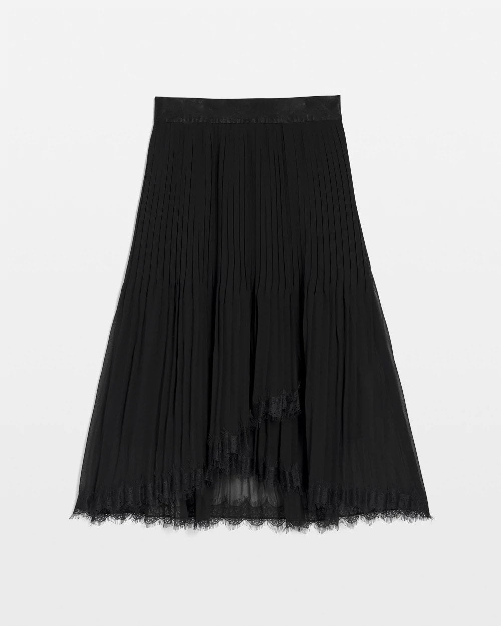 Chico's Pleated Lace Hem Midi Skirt
