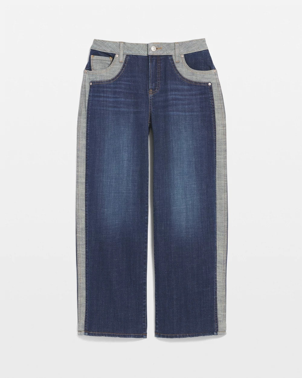 Chico's Girlfriend Cropped Colorblock Wide-Leg Jeans