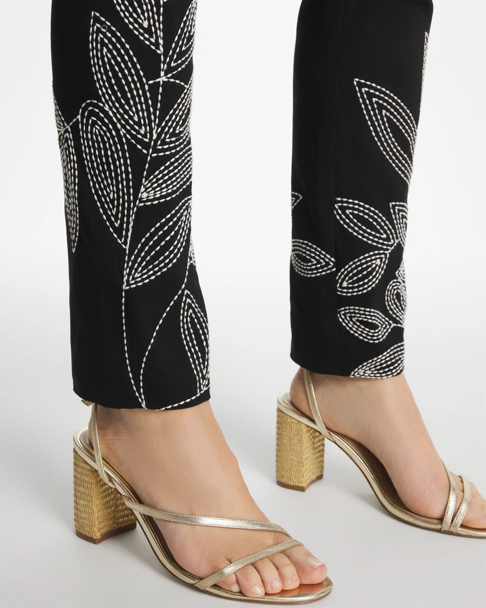 Chico's Floral Soutache Brigitte™ Slim Pull-On Ankle Pants