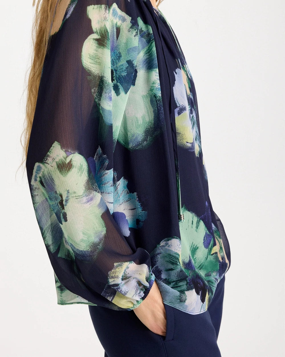 Chico's Crinkle Chiffon Tie-Front Blouse
