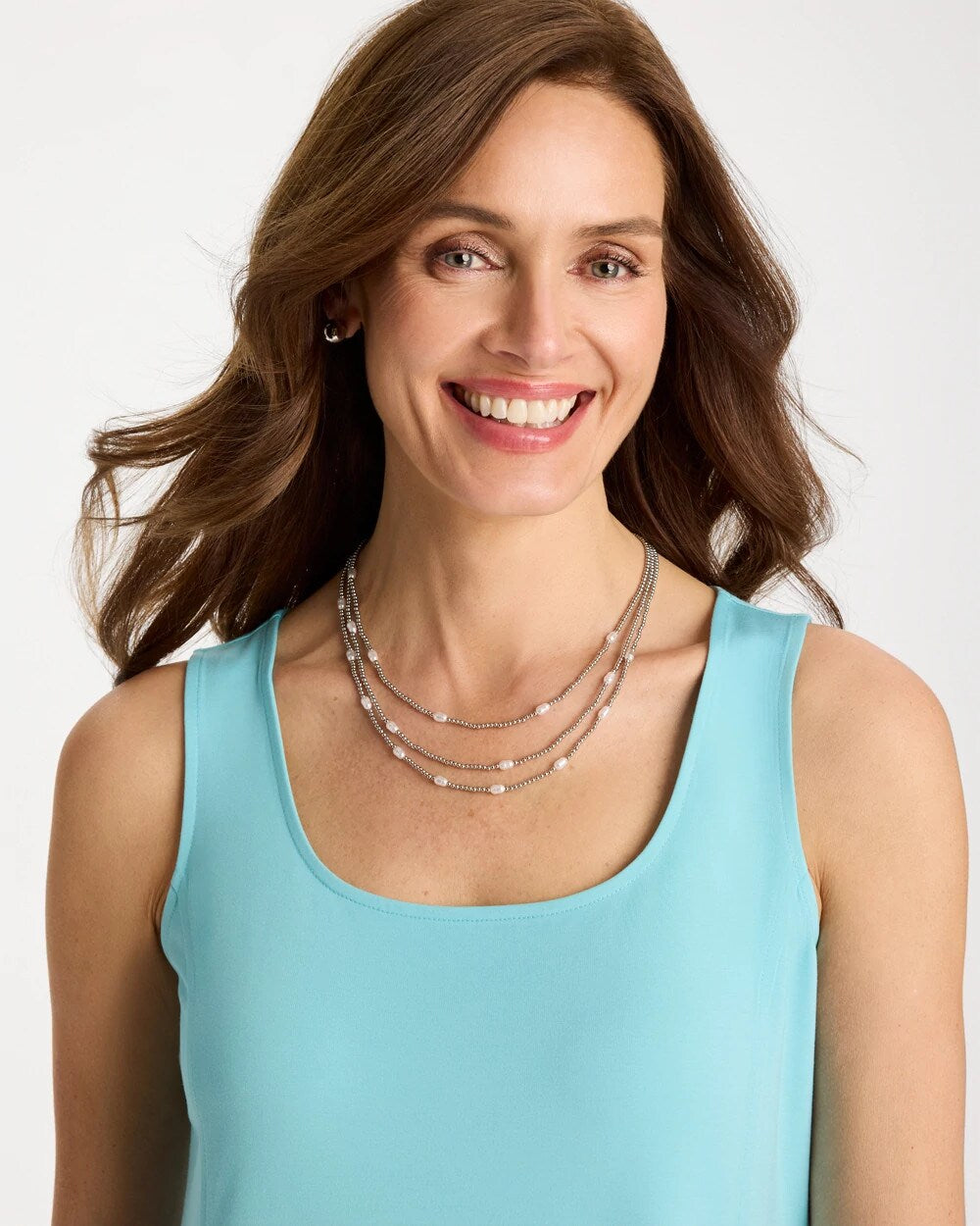 Chico's Pearlescent Bead Ball Short Necklace