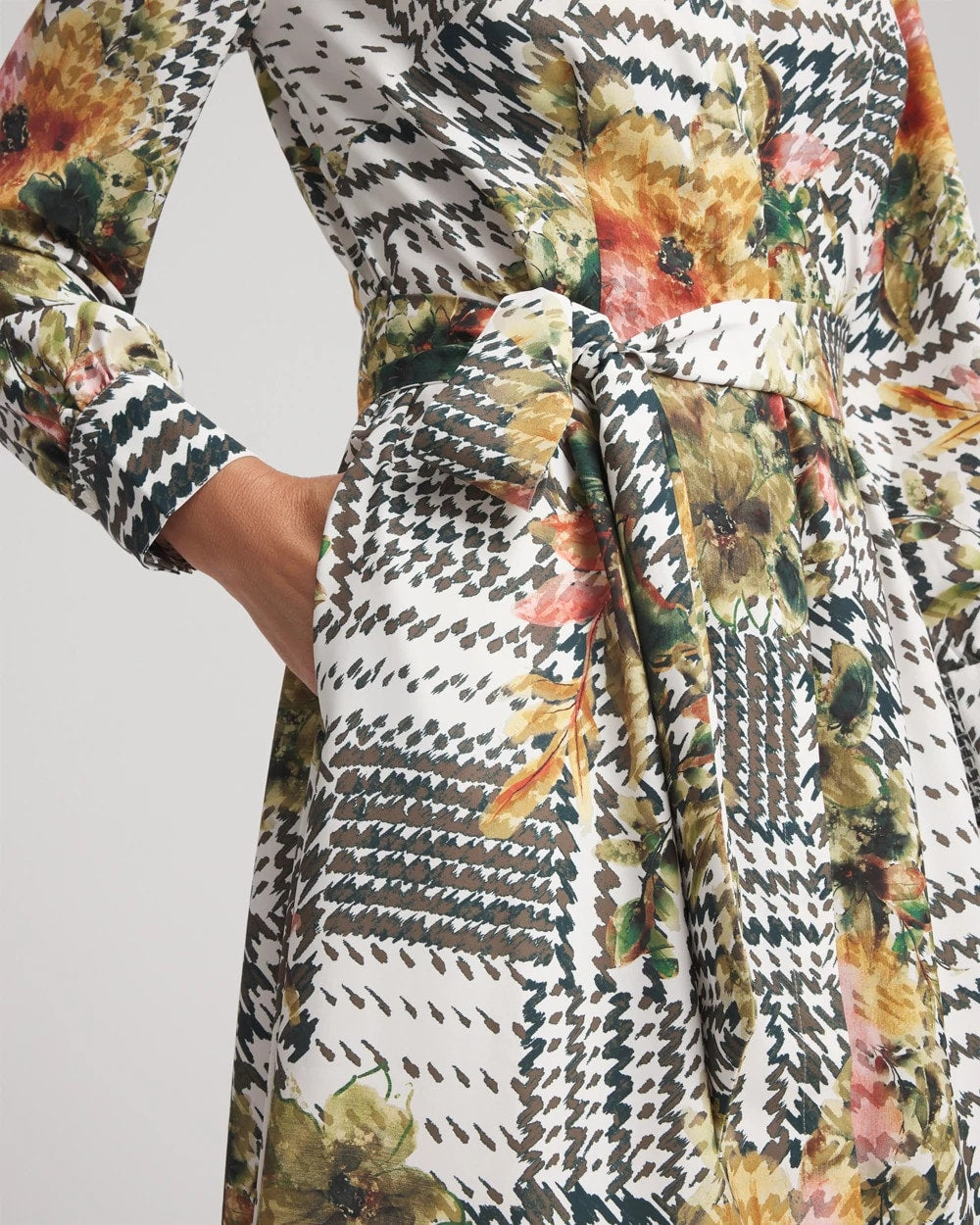 Chico's Artisanal Floral Print Maxi Shirtdress