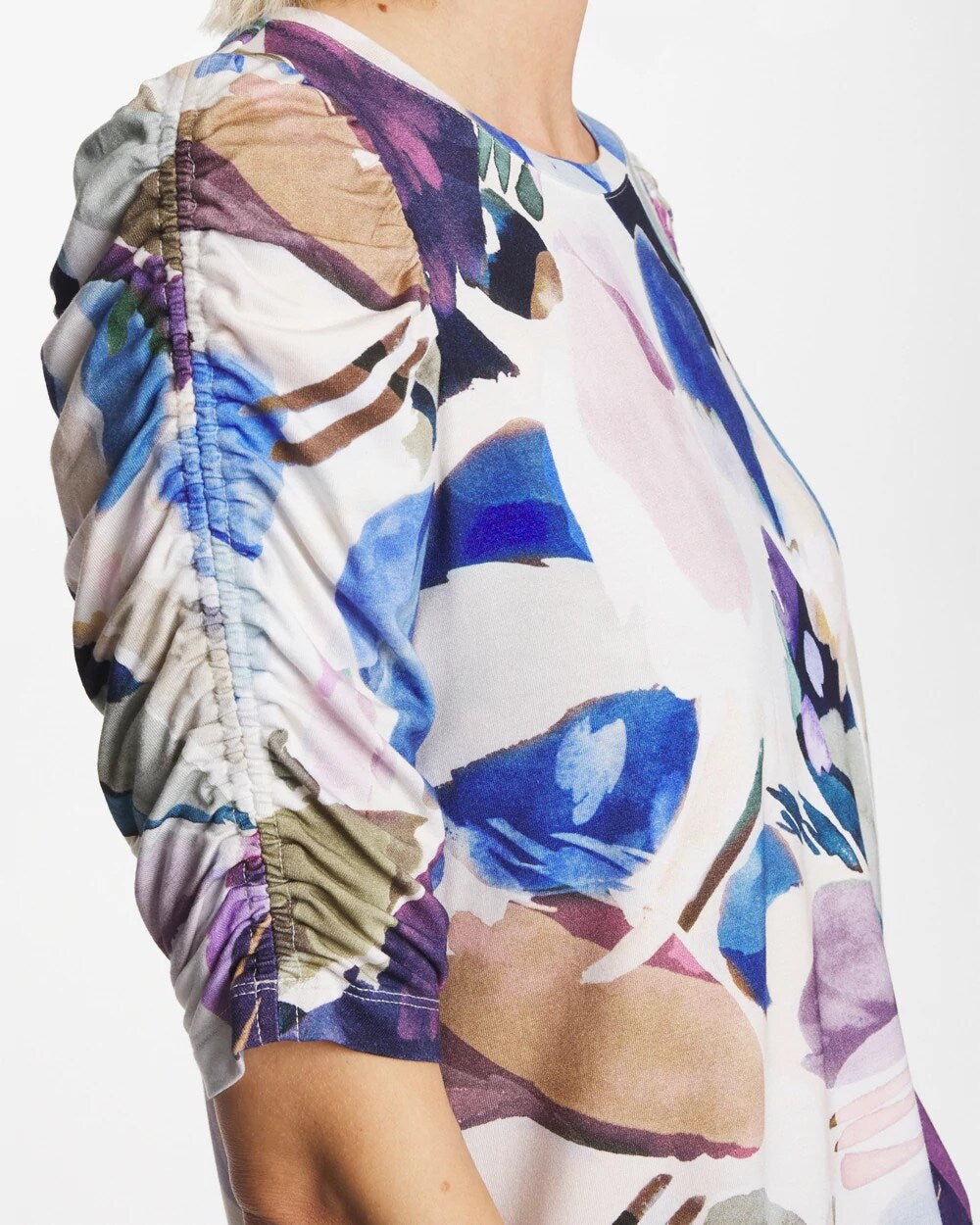 Chico's Geo Blur Ruched Sleeve Tee