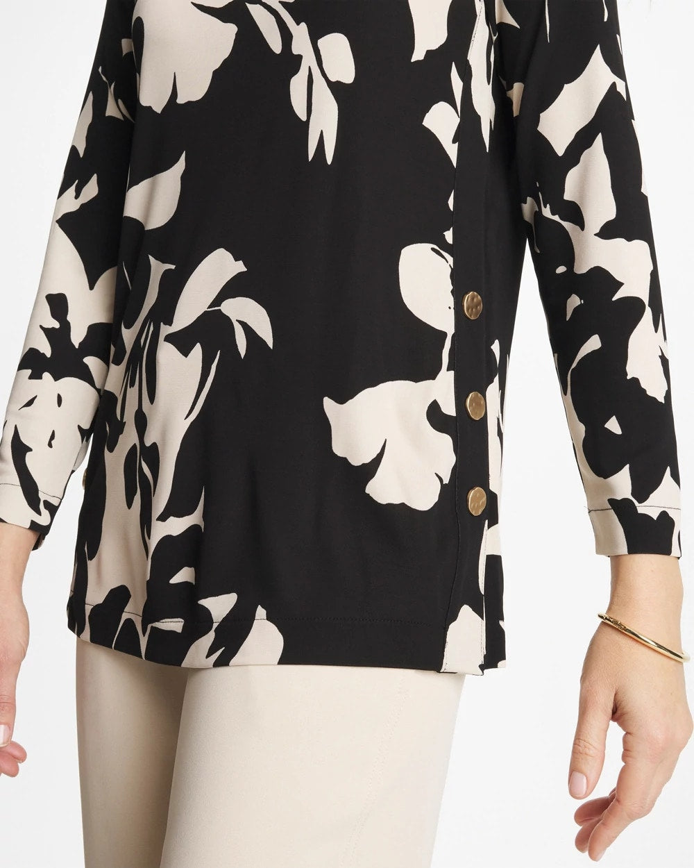 Chico's Blossom Matte Jersey Button Tunic