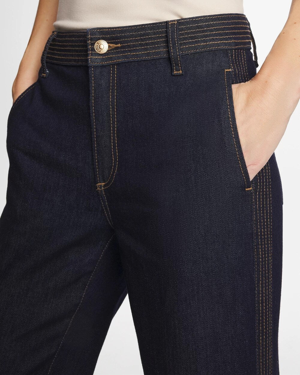 Chico's Trapunto Wide-Leg High-Rise Jeans