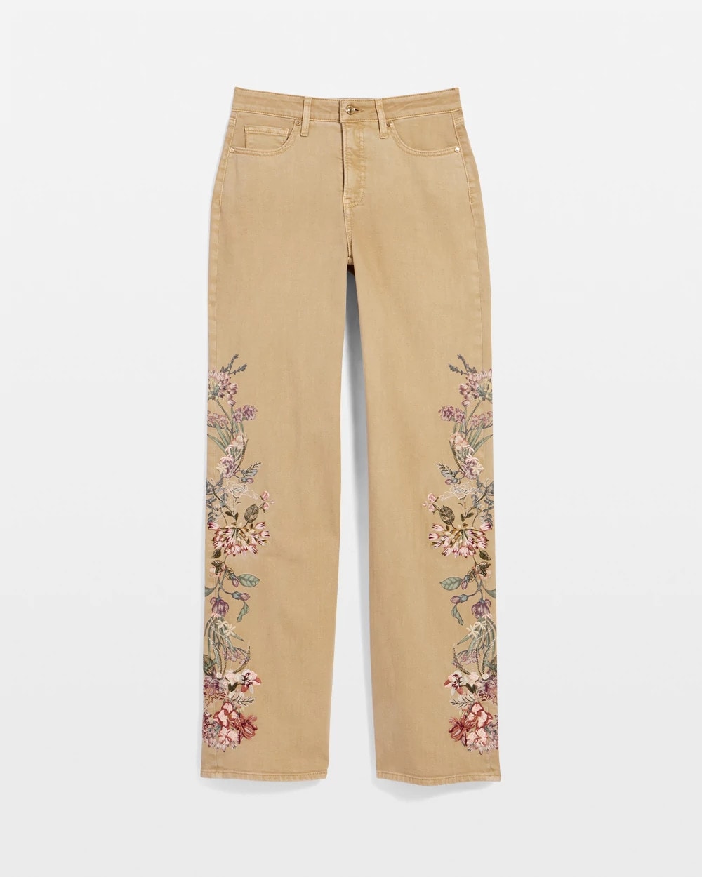 Chico's Embroidered High-Rise Wide-Leg Jeans