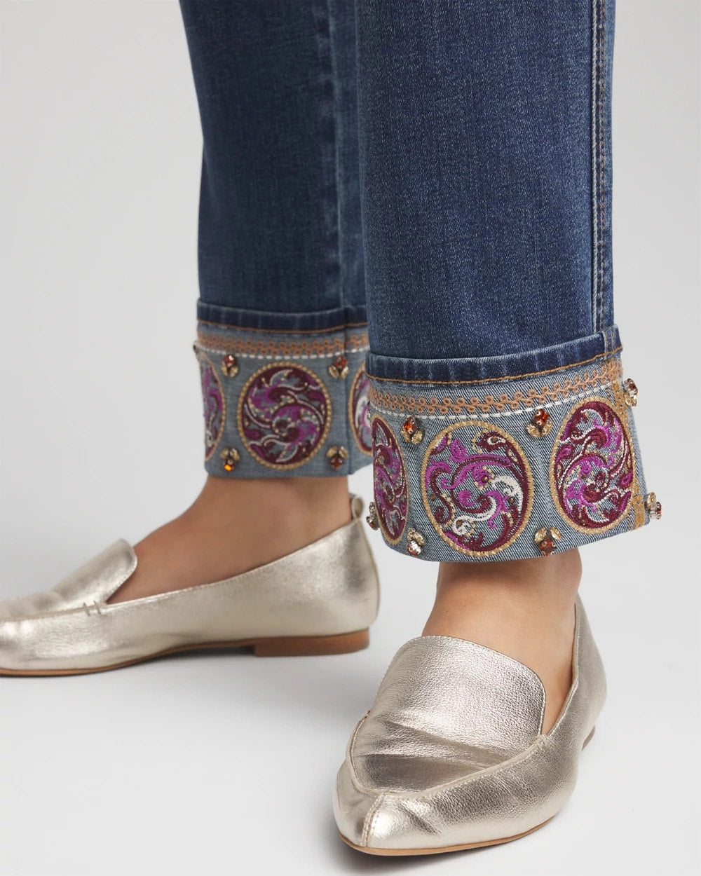Chico's Embellished Pull-On Slim Ankle Jeggings