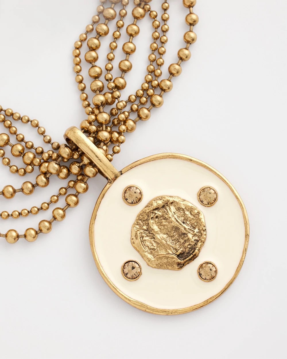 Chico's White Enamel Pendant Necklace