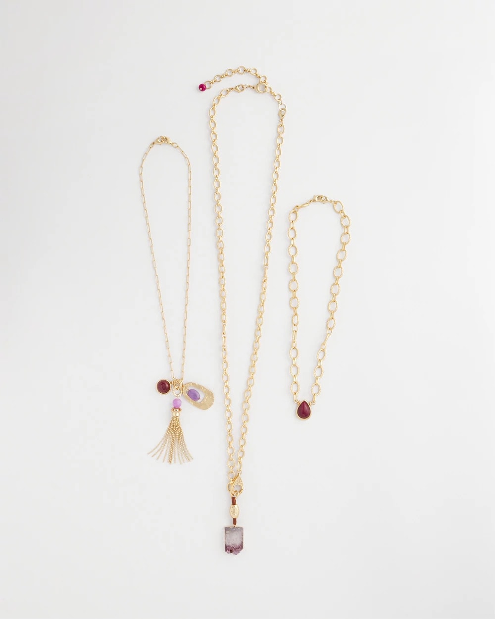 Chico's Convertible Three-Strand Stone Pendant Necklace