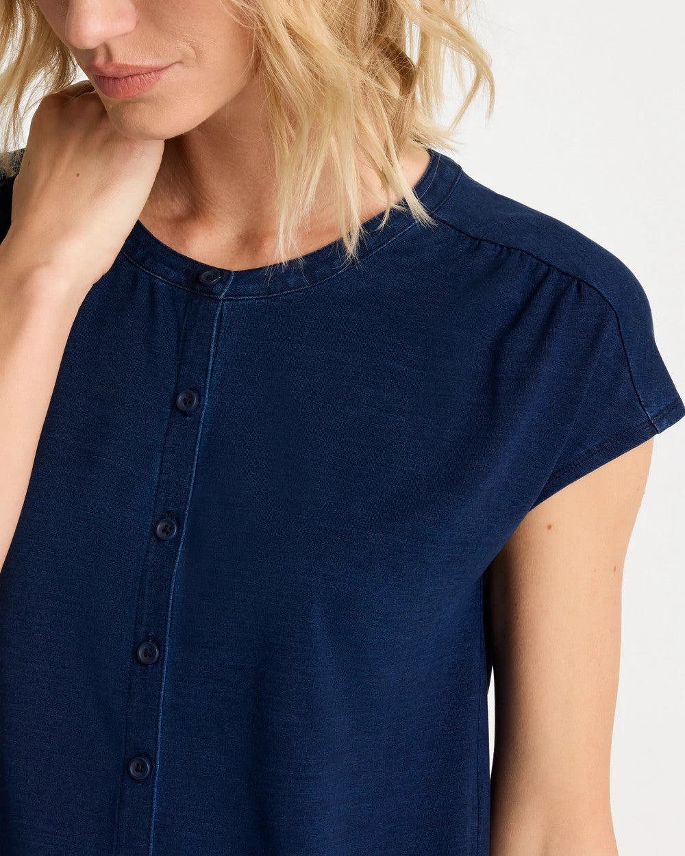 Chico's Refined Denim Button Tee
