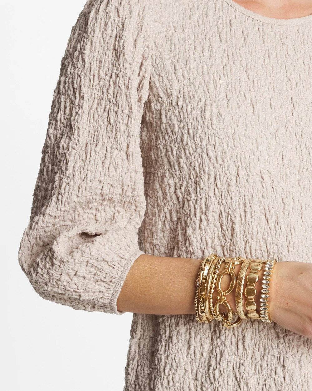 Chico's Textured Circle Stretch Bracelet