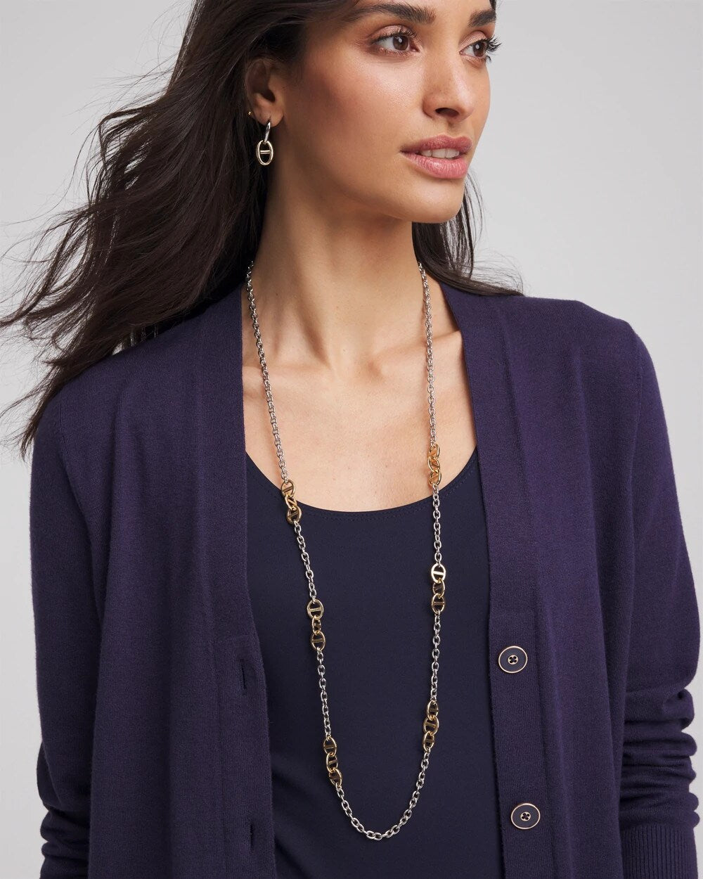 Chico's Mixed Metal Link Long Necklace
