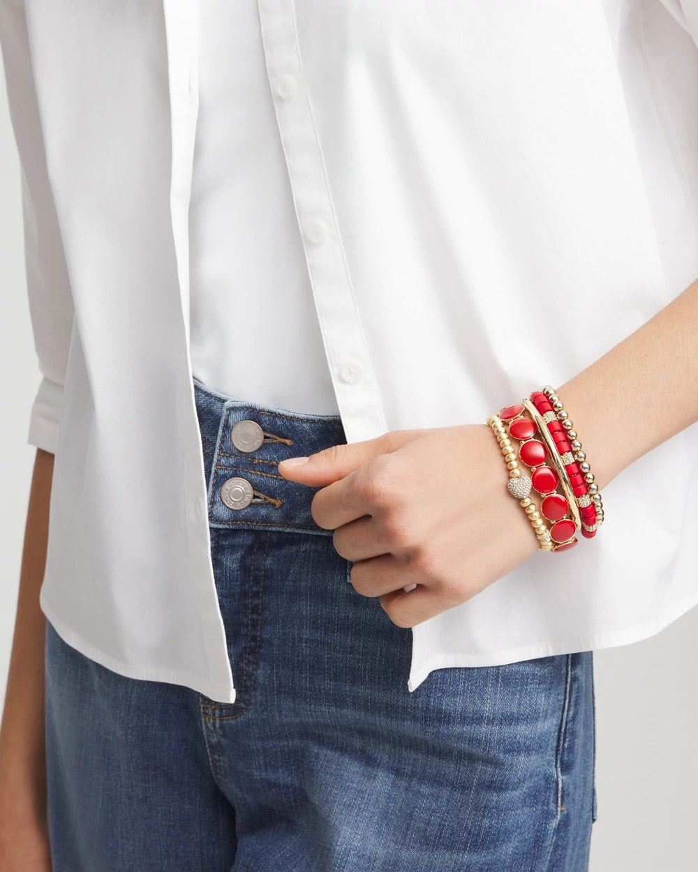 Chico's Gold Heart Stretch Bracelet
