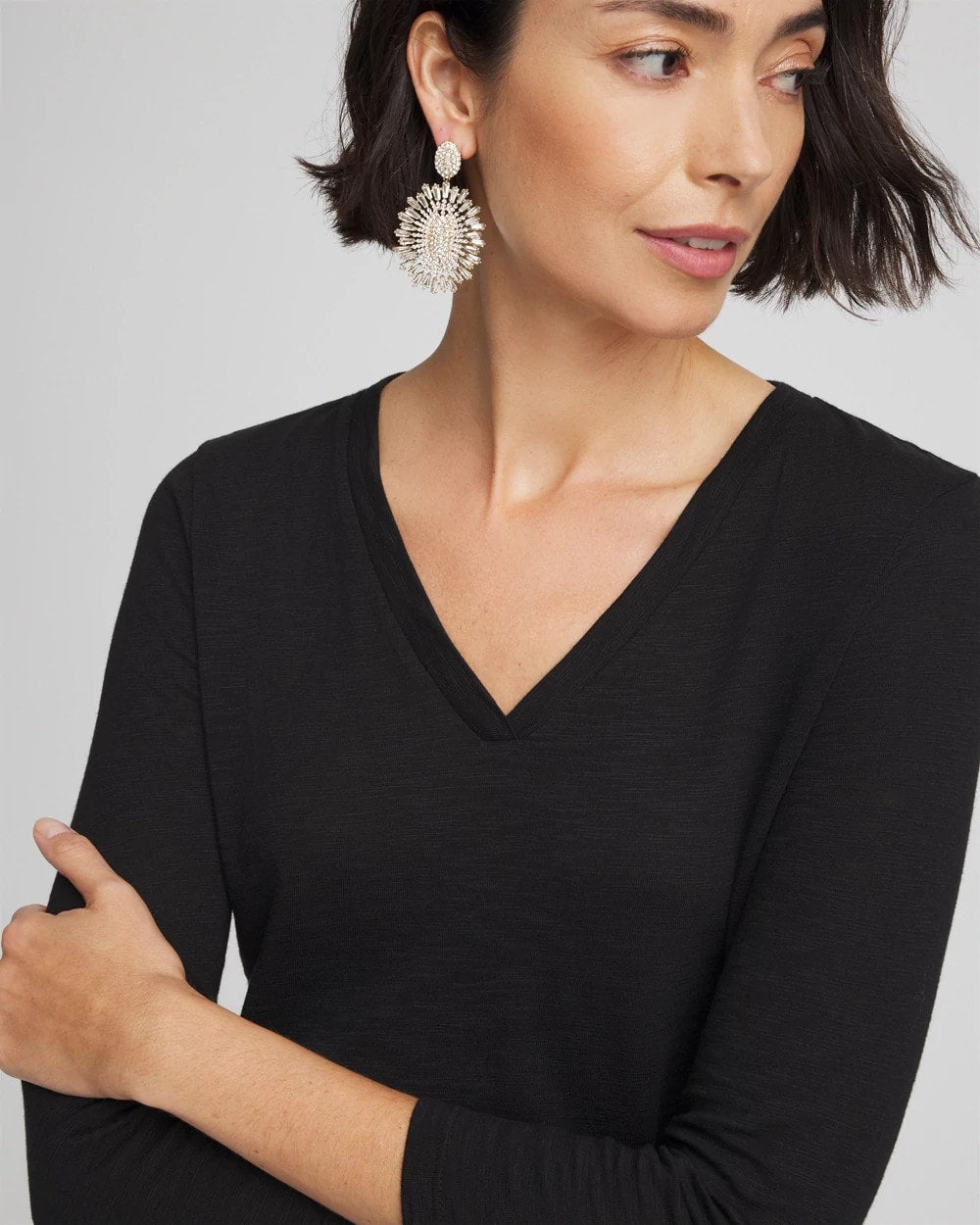 Chico's Slub 3/4 Sleeve Tee