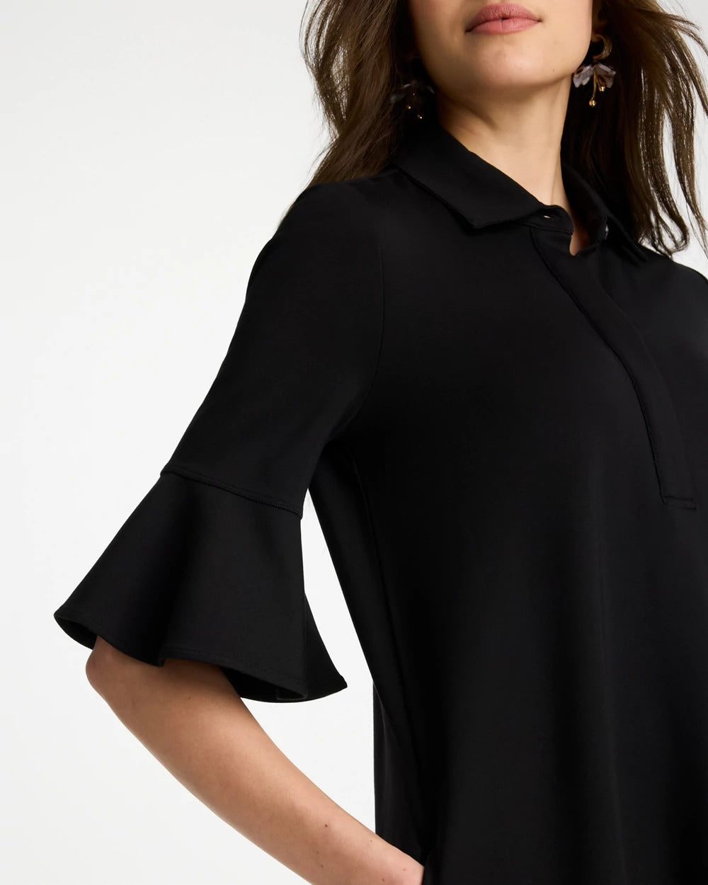 Chico's Knit Flounce Sleeve Dress