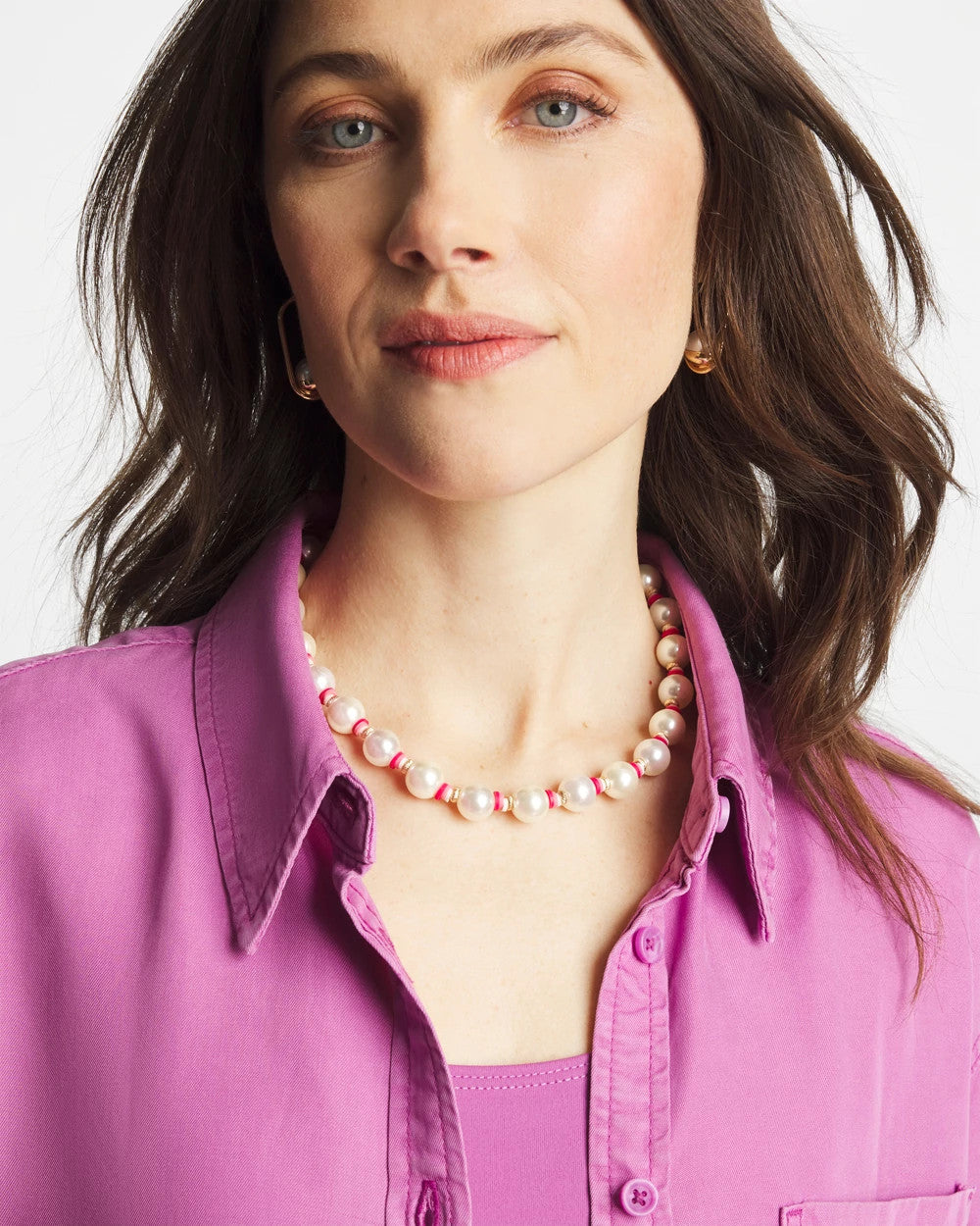 Chico's Short Pearl Pink Necklace