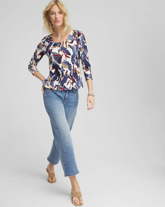 Chico's Printed Textured Scoopneck Cardigan