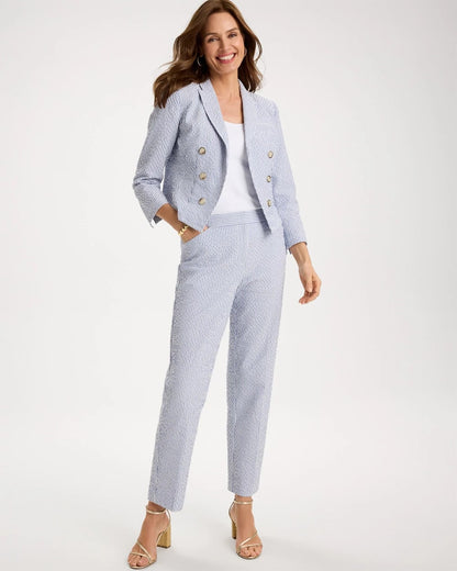 Chico's Striped Seersucker Straight Ankle Pants