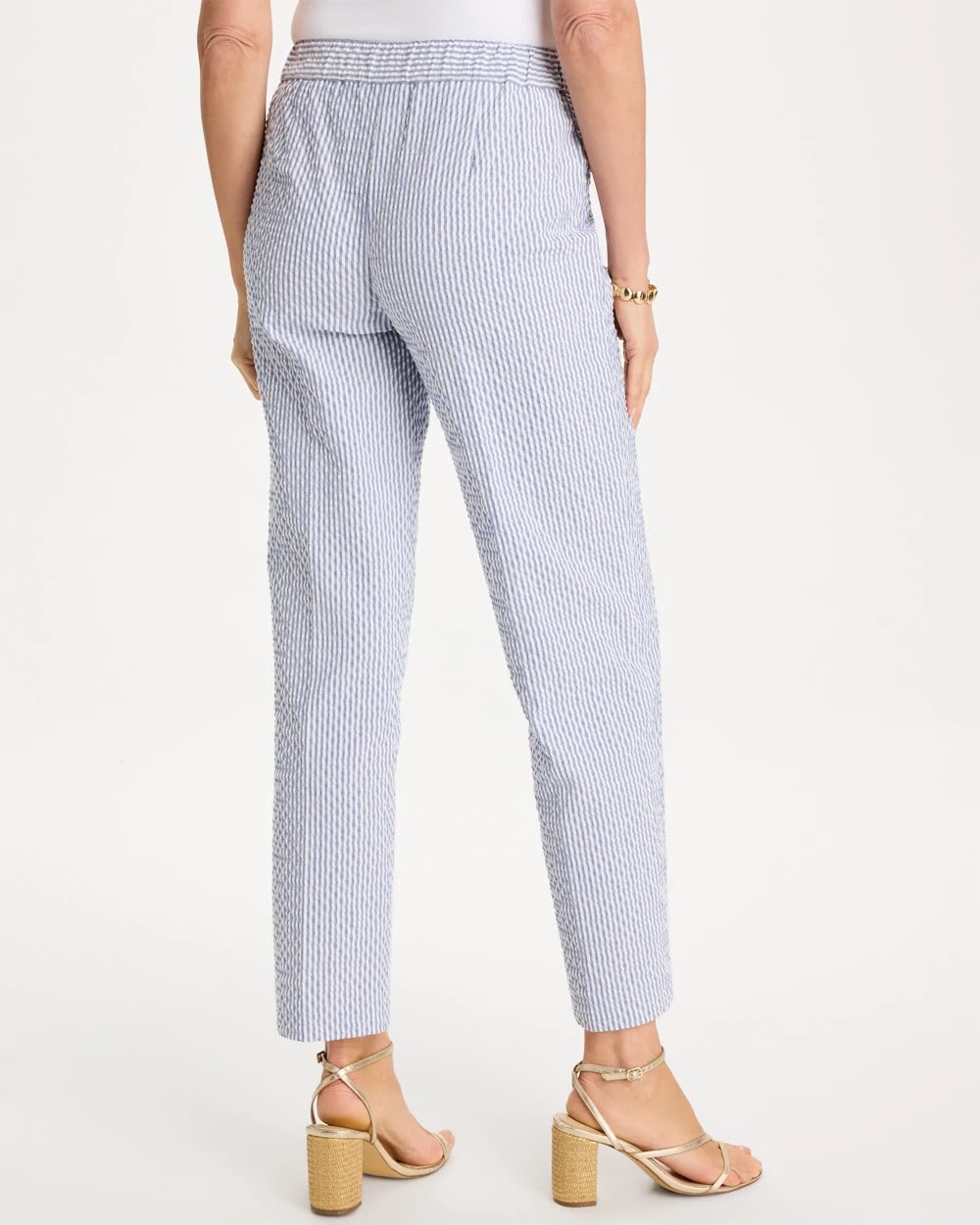 Chico's Striped Seersucker Straight Ankle Pants