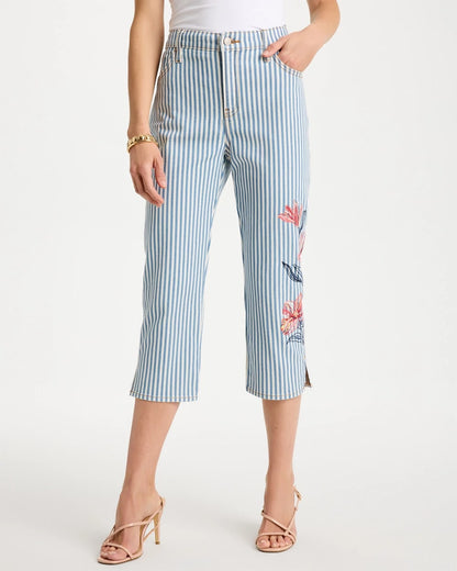 Chico's Girlfriend Slim Striped Capri Jeans