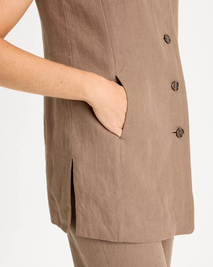 Chico's Long Linen Sleeveless Vest