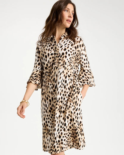 Chico's Ponte Knit Flounce Sleeve Dress
