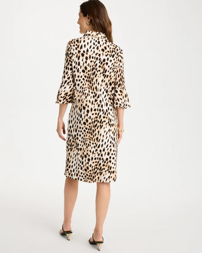 Chico's Ponte Knit Flounce Sleeve Dress