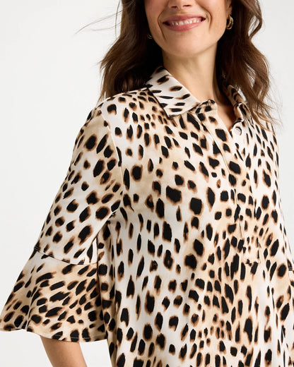 Chico's Ponte Knit Flounce Sleeve Dress