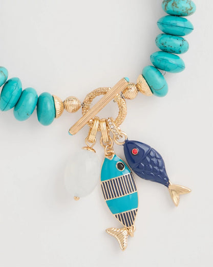 Chico's Turquoise Stone Toggle Charm Bracelet